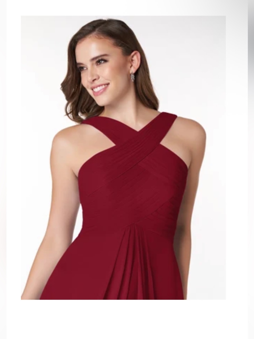Azazie Knee-Length Cross-Front Burgundy Evening Dress Chiffon